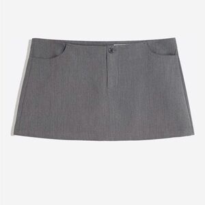 Bershka Gray Mini Skirt with Front Button